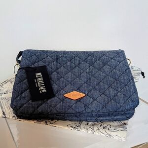 MZ Wallace Blue Denim Quilted Crossbody Bag